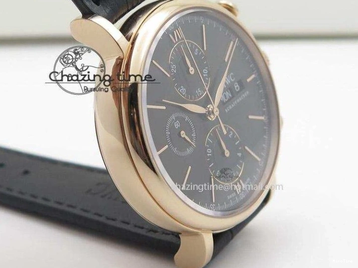 MIROTIME 0517 Portofino Chrono RG Black Dial on Black Leather Strap A HighPerformance 7389